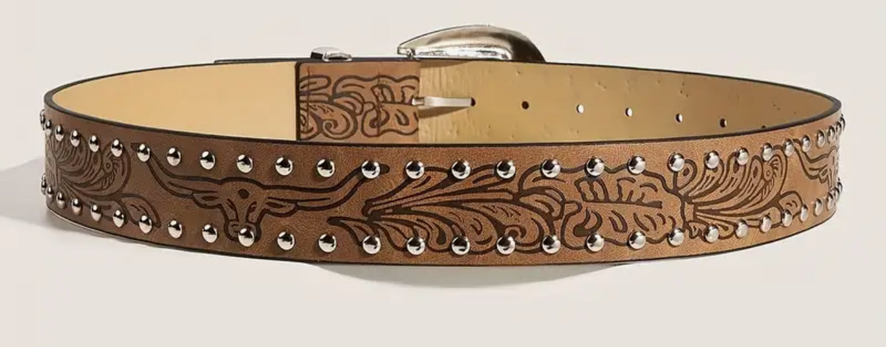 Western Bull Head Buckle Belt