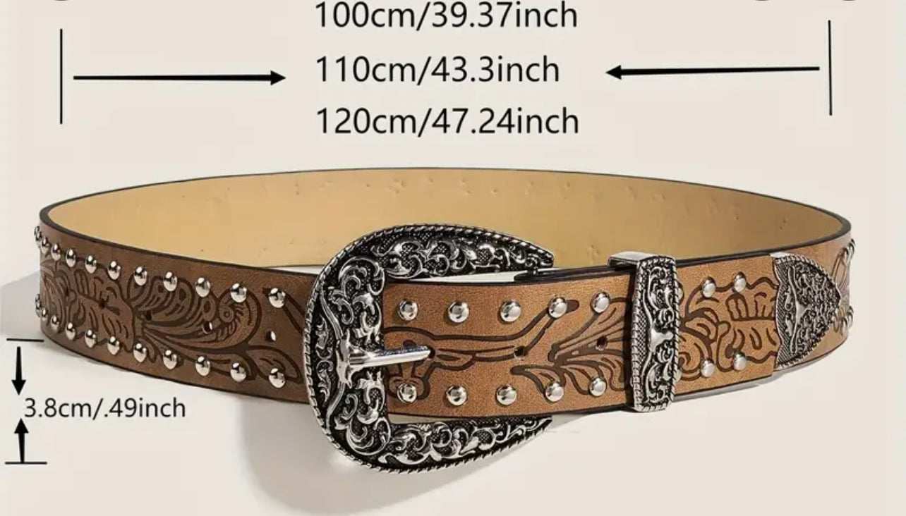Western Bull Head Buckle Belt