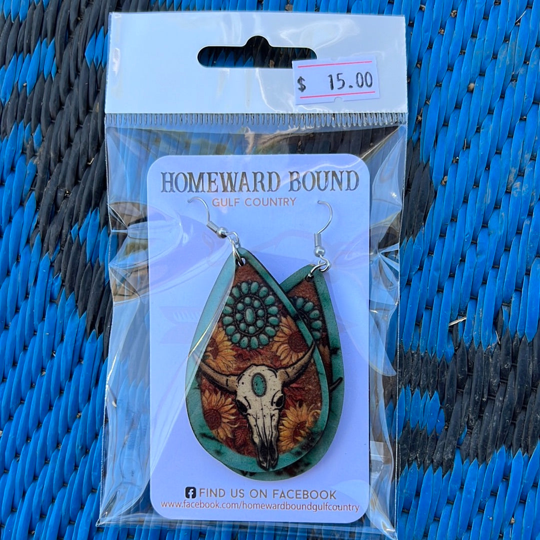Vintage Western Ethnic Style Bull Head Teardrop Dangle Earrings