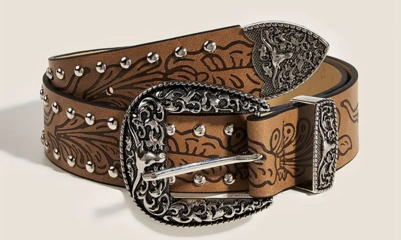 Western Bull Head Buckle Belt